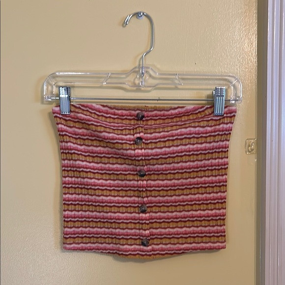 Striped Button-Front Tube Top - Picture 3 of 3